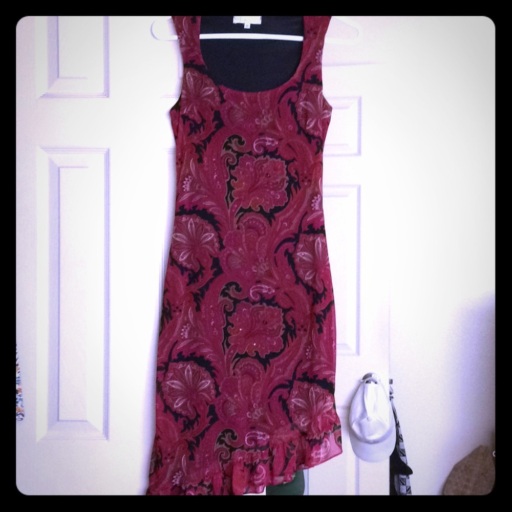 Paisley cocktail dress.